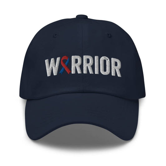 Congenital Heart Defect Warrior Hat with Red & Blue Ribbon Color | Congenital Heart Defect Awareness Baseball Cap