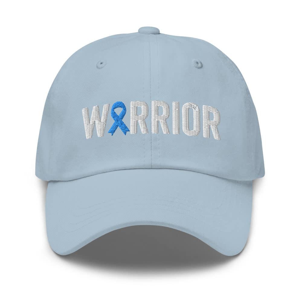 Prostate Cancer Warrior Hat with Light Blue Cancer Ribbon Color | Prostate Cancer Awareness Baseball Cap