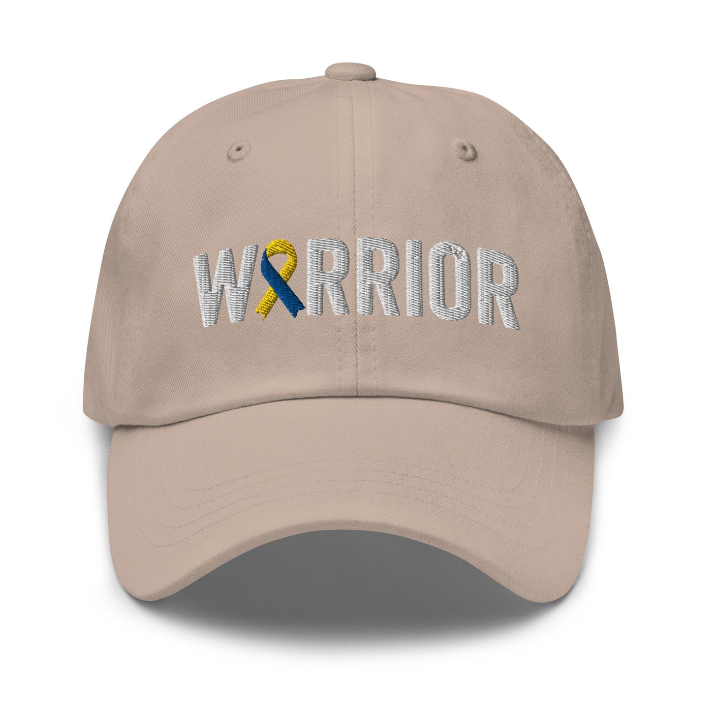 Down Syndrome Warrior Hat with Blue & Yellow Ribbon Color | Down Syndrome Awareness Baseball Cap