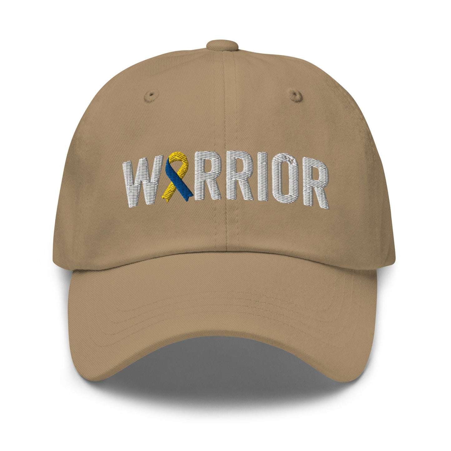 Down Syndrome Warrior Hat with Blue & Yellow Ribbon Color | Down Syndrome Awareness Baseball Cap