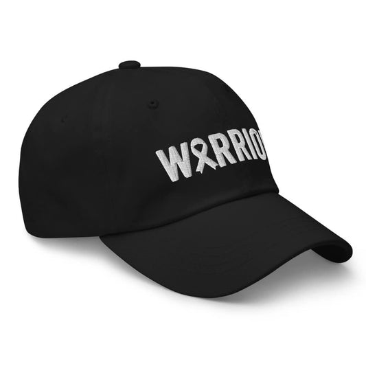 Lung Cancer Warrior Hat with White Cancer Ribbon Color | Lung Cancer Awareness Baseball Cap