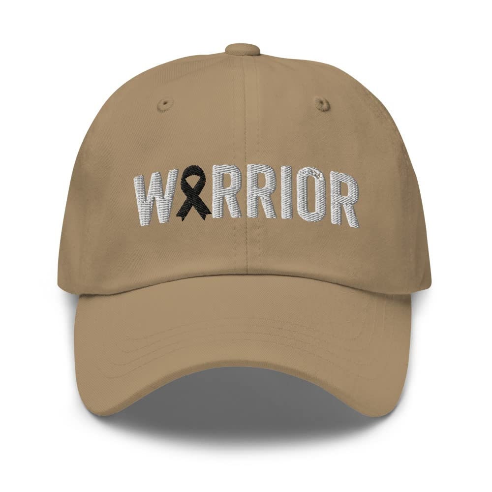 Melanoma and Skin Cancer Warrior Hat with Black Cancer Ribbon Color | Melanoma & Skin Cancer Awareness Baseball Cap