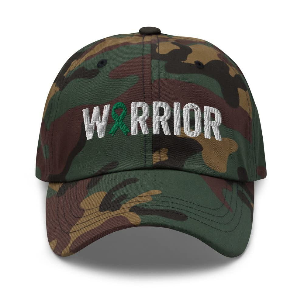 Liver Cancer Warrior Hat with Green Cancer Ribbon Color | Liver Cancer Awareness Baseball Cap