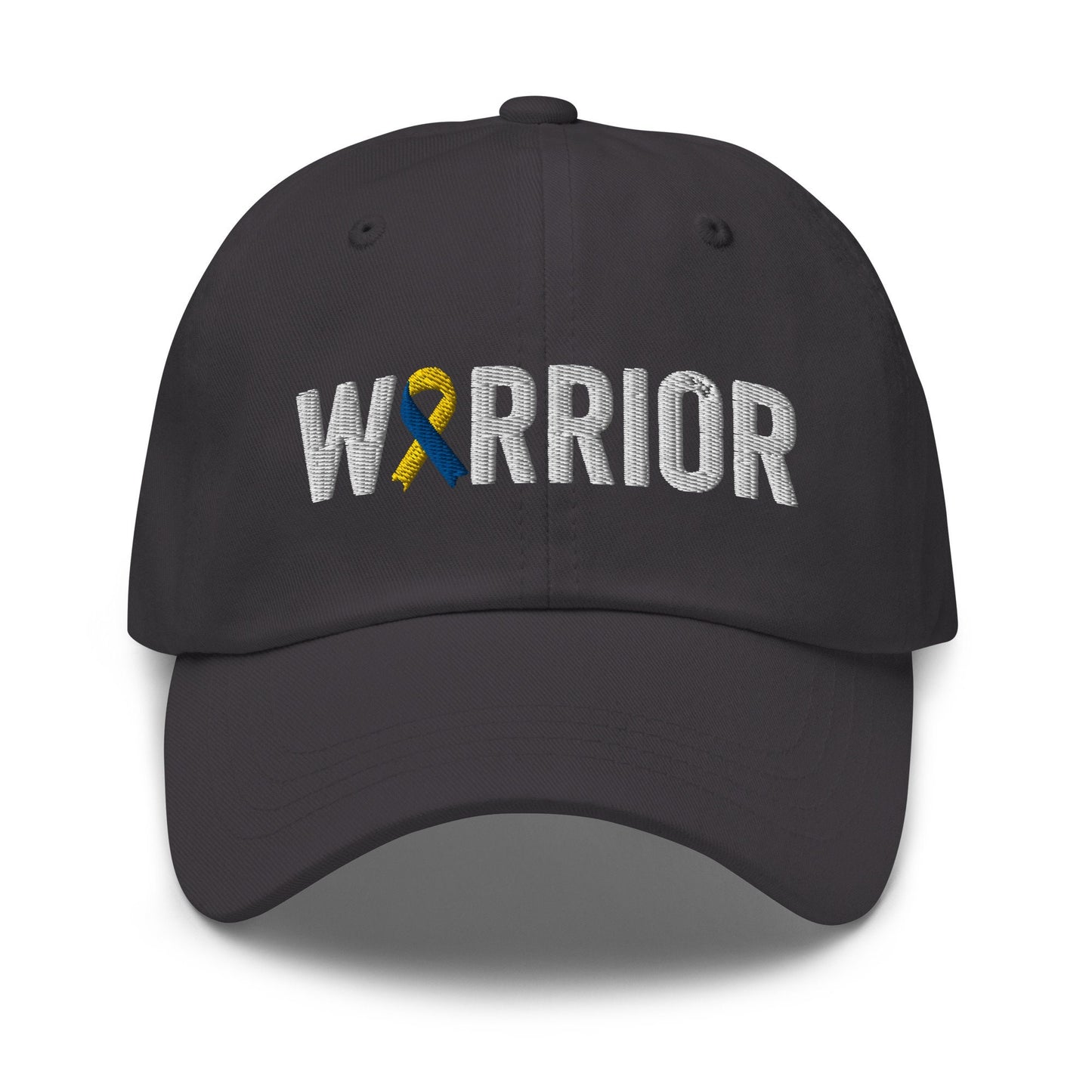 Down Syndrome Warrior Hat with Blue & Yellow Ribbon Color | Down Syndrome Awareness Baseball Cap