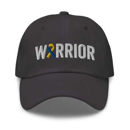 Down Syndrome Warrior Hat with Blue & Yellow Ribbon Color | Down Syndrome Awareness Baseball Cap