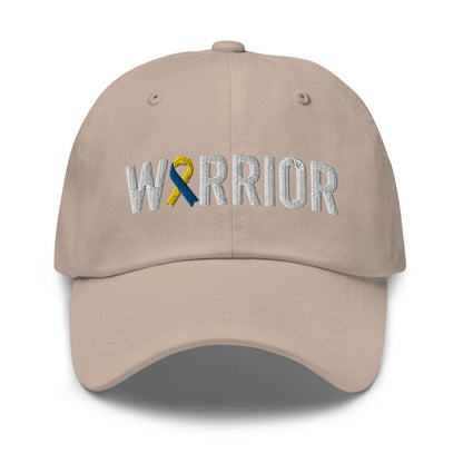 Down Syndrome Warrior Hat with Blue & Yellow Ribbon Color | Down Syndrome Awareness Baseball Cap