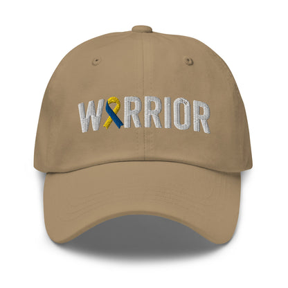 Down Syndrome Warrior Hat with Blue & Yellow Ribbon Color | Down Syndrome Awareness Baseball Cap
