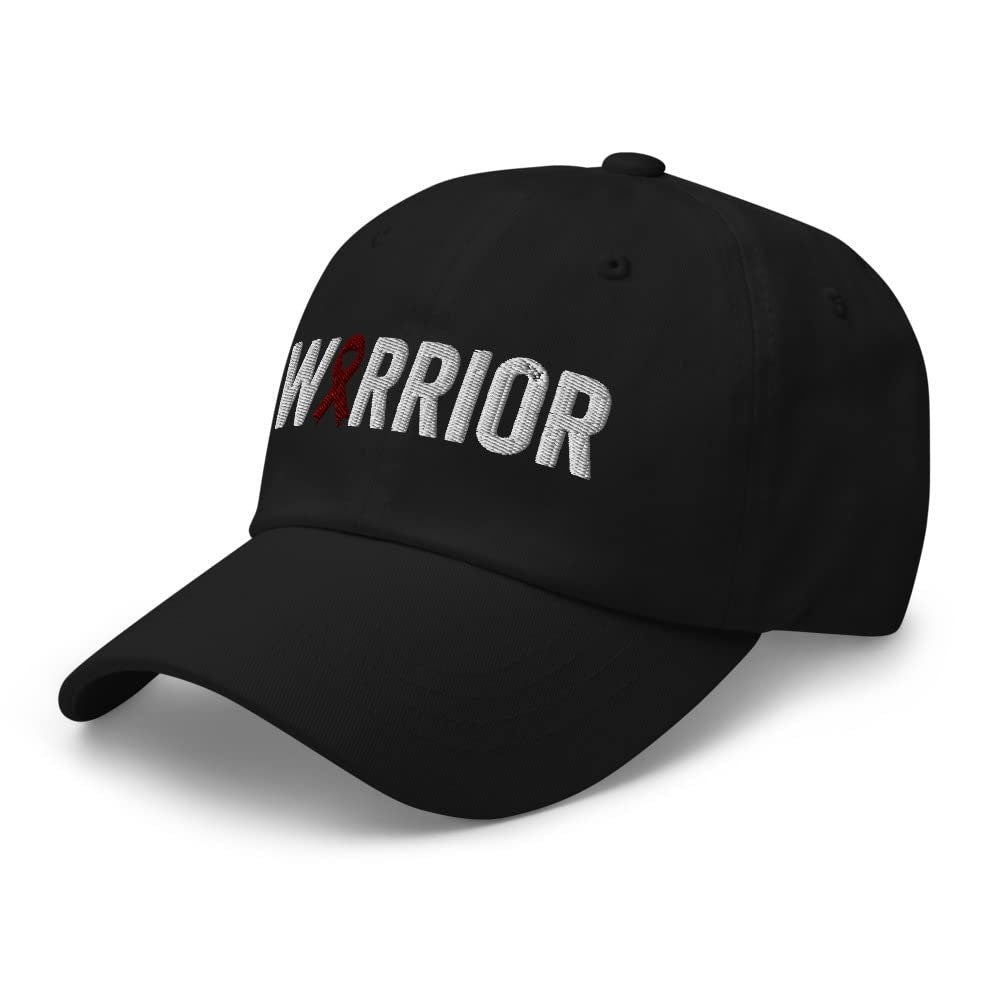 Multiple Myeloma Warrior Hat with Burgundy Cancer Ribbon Color | Multiple Myeloma Awareness Baseball Cap