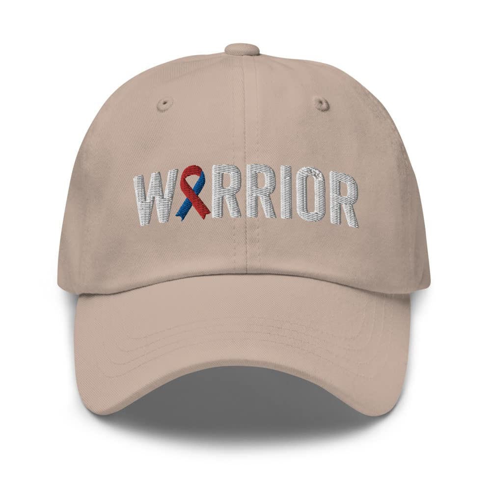 Congenital Heart Defect Warrior Hat with Red & Blue Ribbon Color | Congenital Heart Defect Awareness Baseball Cap
