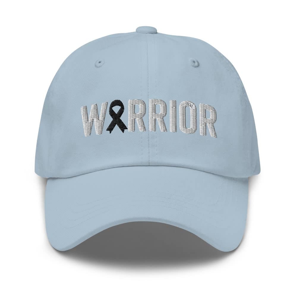 Melanoma and Skin Cancer Warrior Hat with Black Cancer Ribbon Color | Melanoma & Skin Cancer Awareness Baseball Cap