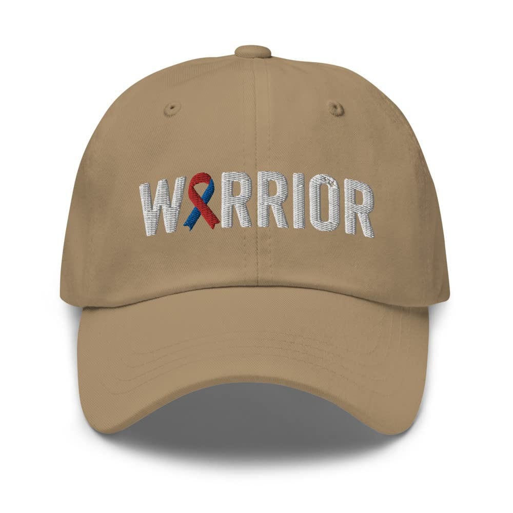 Congenital Heart Defect Warrior Hat with Red & Blue Ribbon Color | Congenital Heart Defect Awareness Baseball Cap