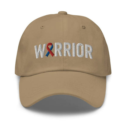 Congenital Heart Defect Warrior Hat with Red & Blue Ribbon Color | Congenital Heart Defect Awareness Baseball Cap