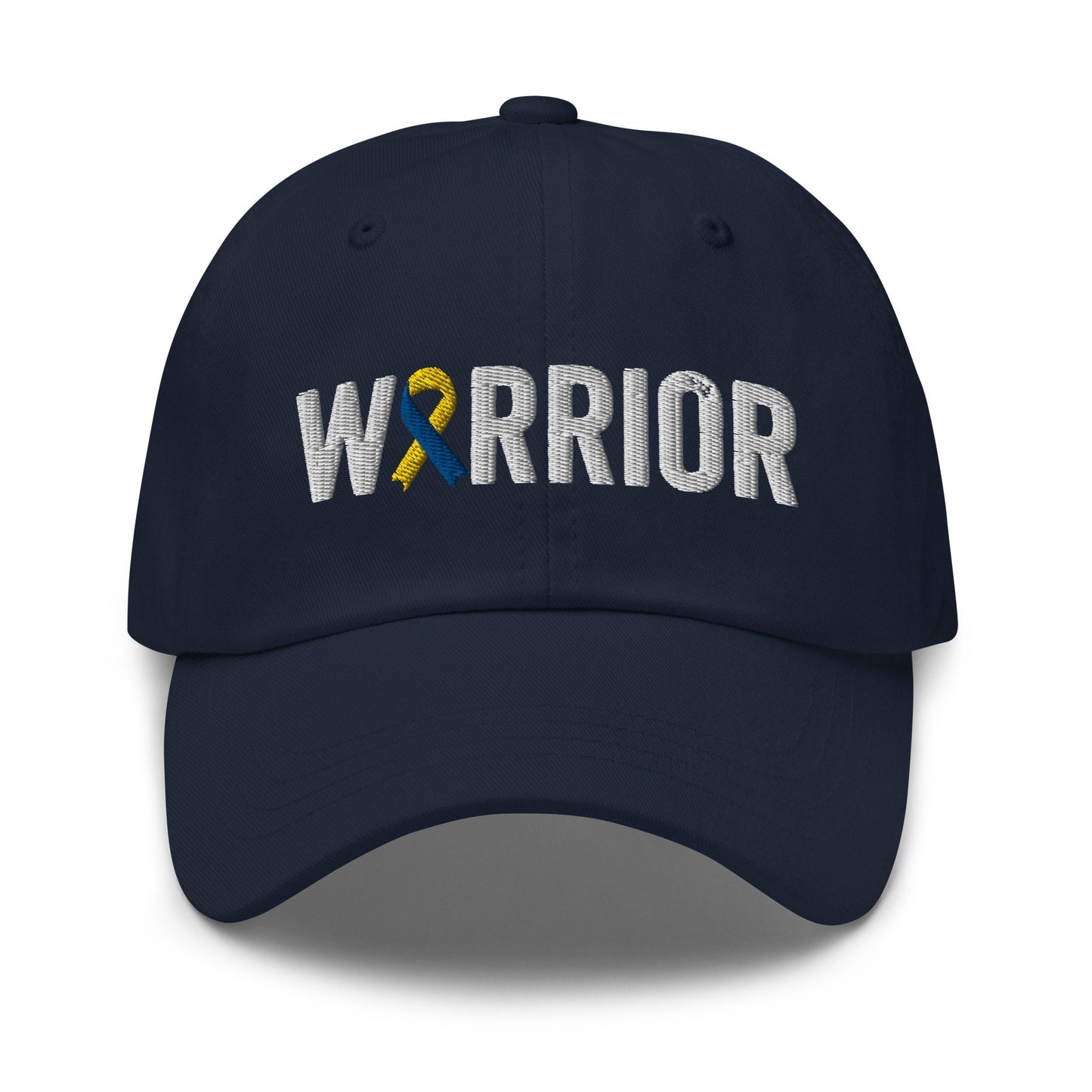Down Syndrome Warrior Hat with Blue & Yellow Ribbon Color | Down Syndrome Awareness Baseball Cap