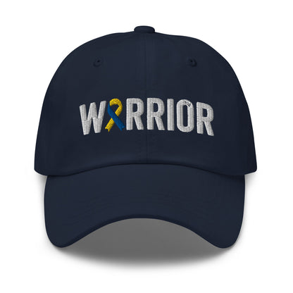 Down Syndrome Warrior Hat with Blue & Yellow Ribbon Color | Down Syndrome Awareness Baseball Cap