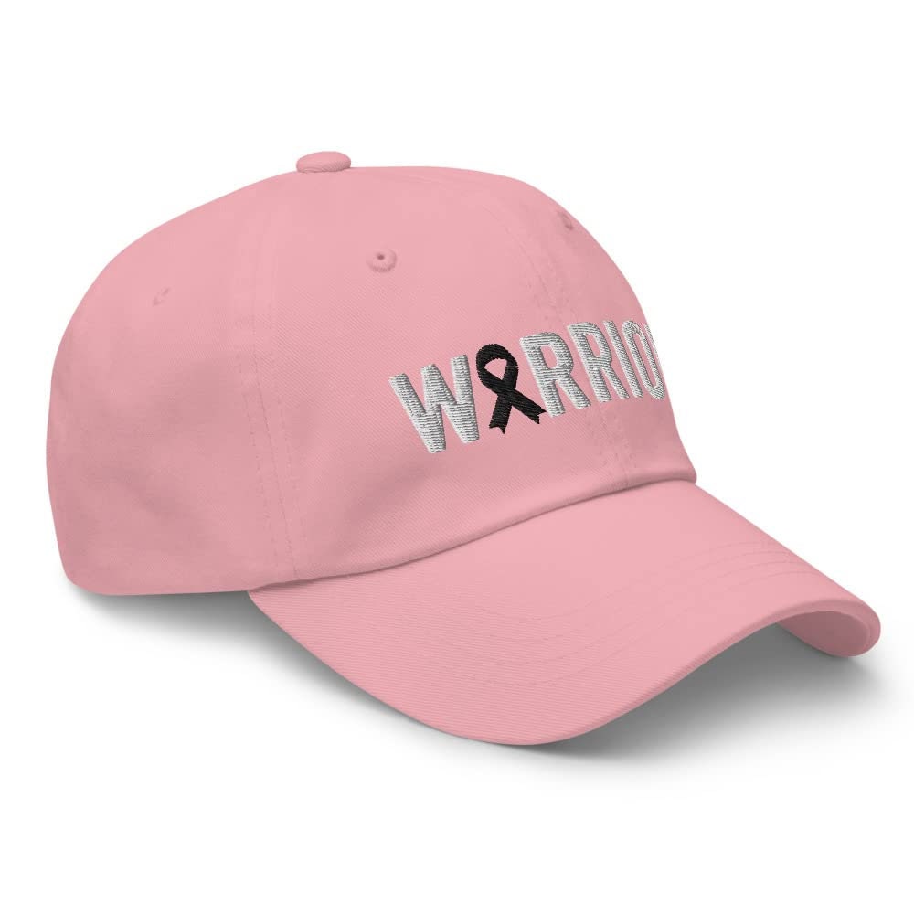 Melanoma and Skin Cancer Warrior Hat with Black Cancer Ribbon Color | Melanoma & Skin Cancer Awareness Baseball Cap