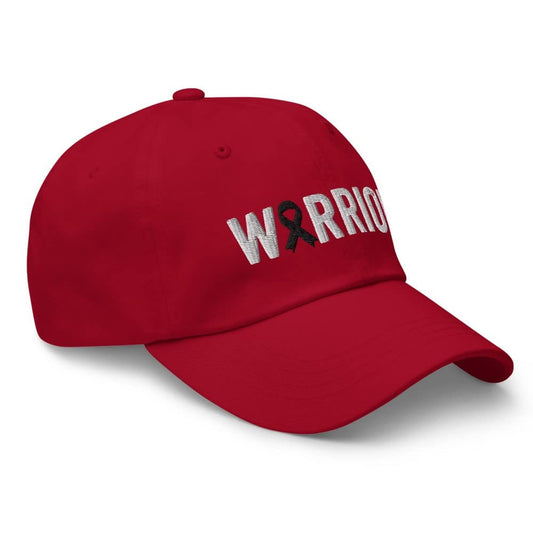 Melanoma and Skin Cancer Warrior Hat with Black Cancer Ribbon Color | Melanoma & Skin Cancer Awareness Baseball Cap