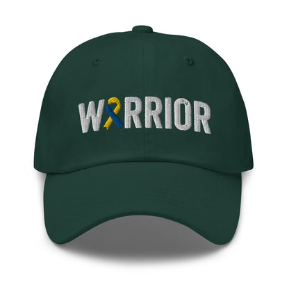 Down Syndrome Warrior Hat with Blue & Yellow Ribbon Color | Down Syndrome Awareness Baseball Cap