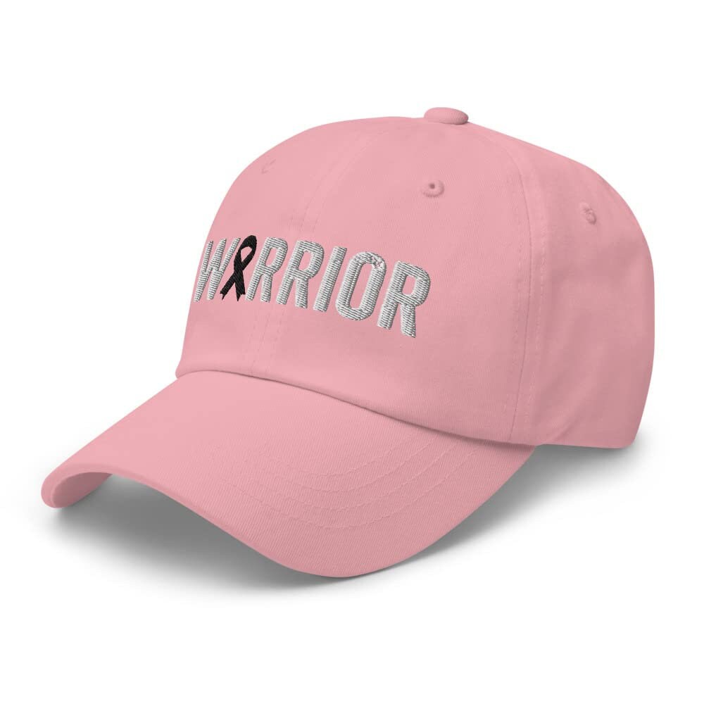 Melanoma and Skin Cancer Warrior Hat with Black Cancer Ribbon Color | Melanoma & Skin Cancer Awareness Baseball Cap