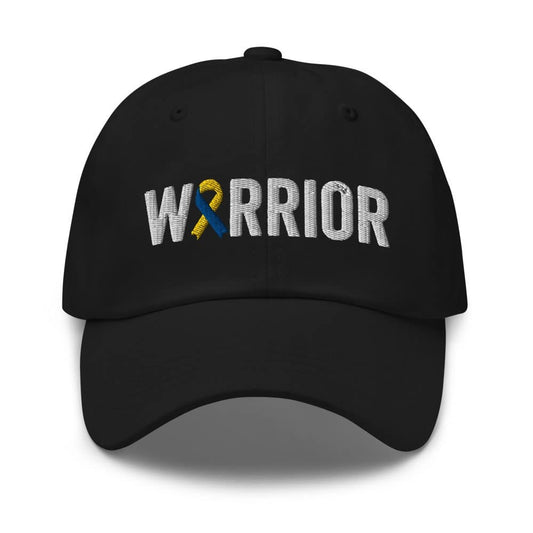 Down Syndrome Warrior Hat with Blue & Yellow Ribbon Color | Down Syndrome Awareness Baseball Cap
