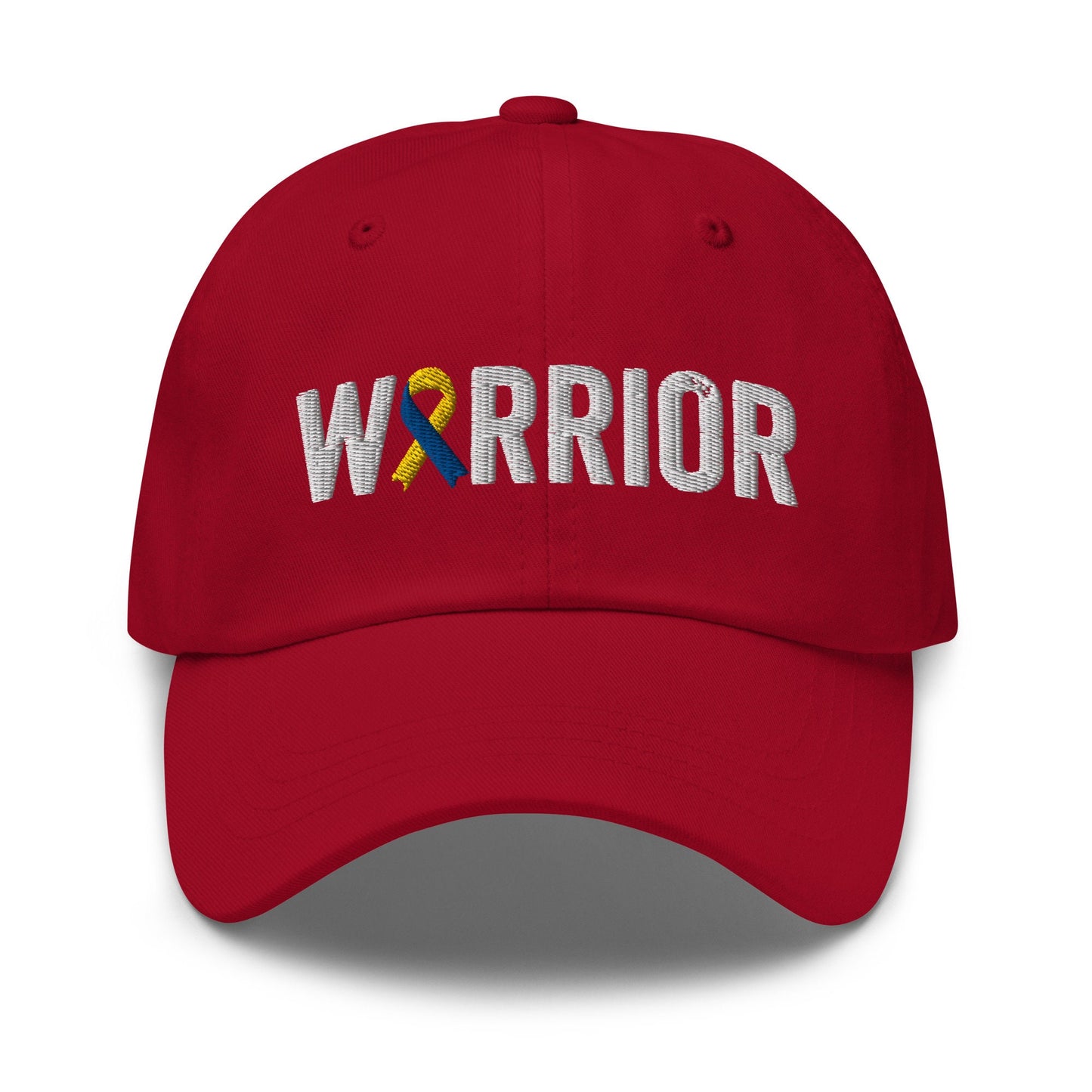 Down Syndrome Warrior Hat with Blue & Yellow Ribbon Color | Down Syndrome Awareness Baseball Cap