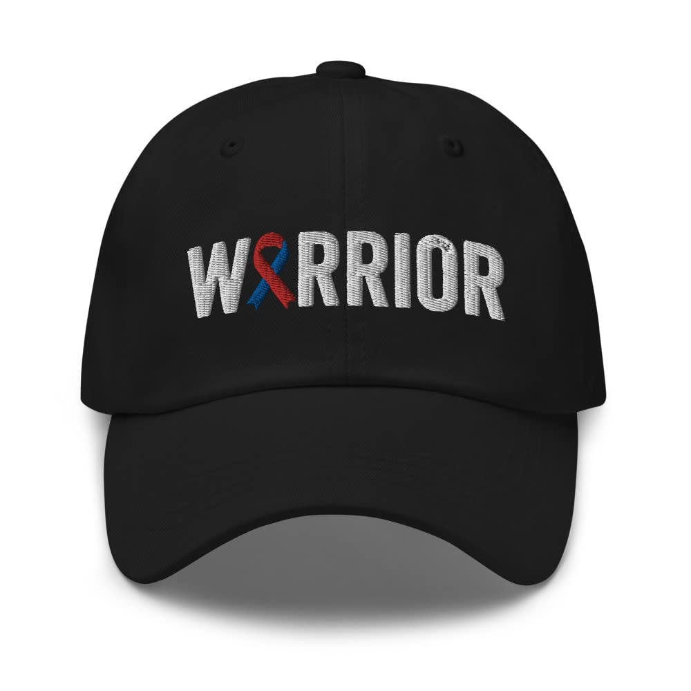 Congenital Heart Defect Warrior Hat with Red & Blue Ribbon Color | Congenital Heart Defect Awareness Baseball Cap