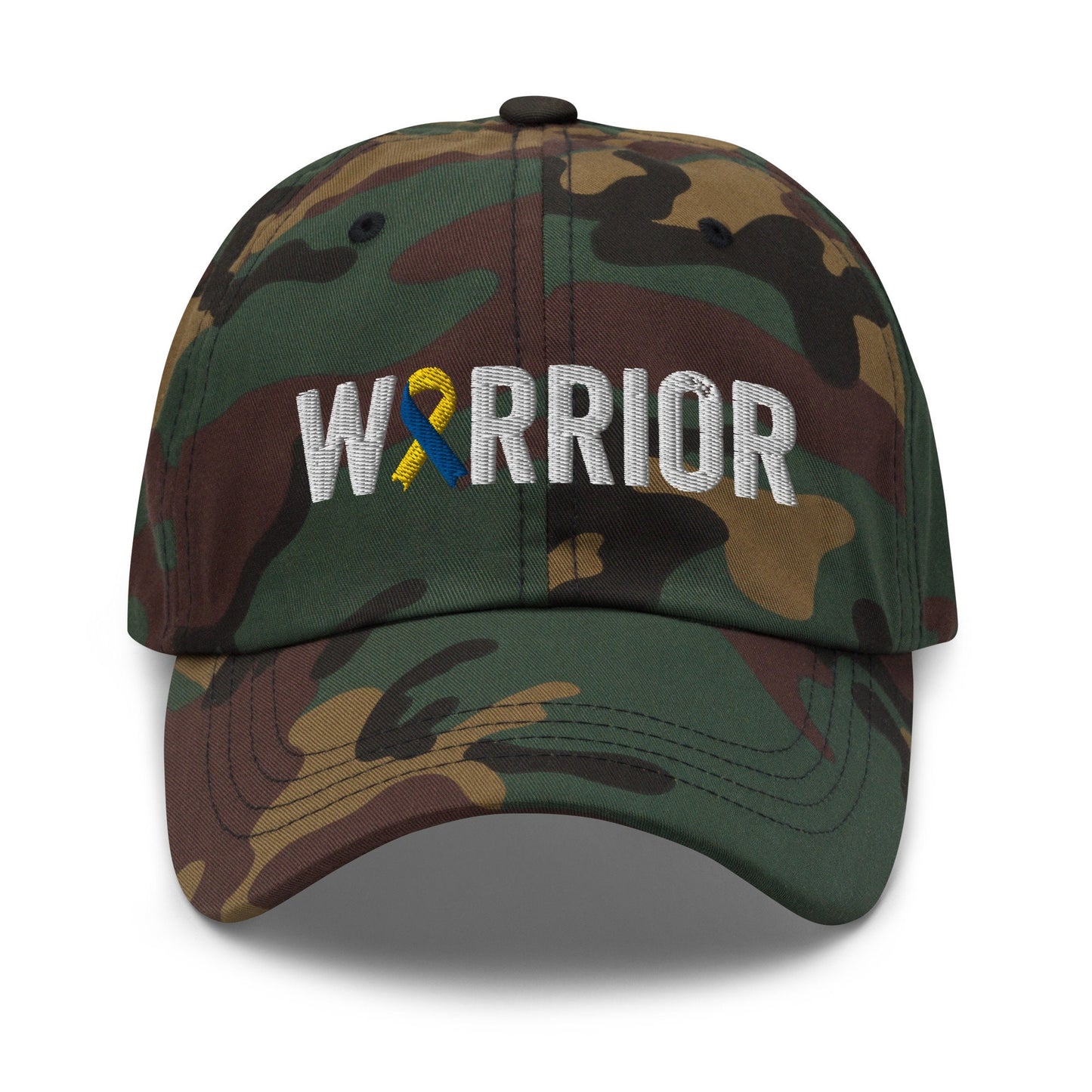 Down Syndrome Warrior Hat with Blue & Yellow Ribbon Color | Down Syndrome Awareness Baseball Cap