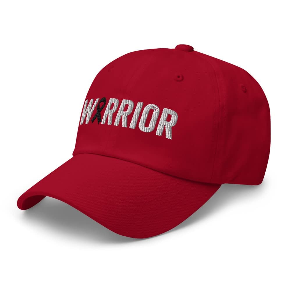 Melanoma and Skin Cancer Warrior Hat with Black Cancer Ribbon Color | Melanoma & Skin Cancer Awareness Baseball Cap