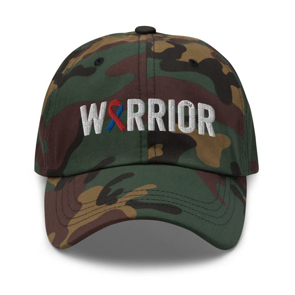 Congenital Heart Defect Warrior Hat with Red & Blue Ribbon Color | Congenital Heart Defect Awareness Baseball Cap