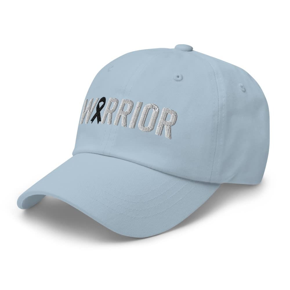 Melanoma and Skin Cancer Warrior Hat with Black Cancer Ribbon Color | Melanoma & Skin Cancer Awareness Baseball Cap