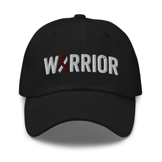 Head and Neck Cancer Warrior Hat with Red and White Cancer Ribbon Color | Head & Neck Cancer Awareness Baseball Cap